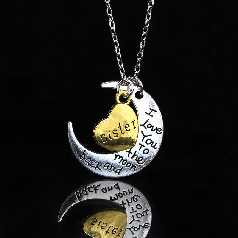 Wholesale New Mother's Day Trend Moon Love Letters Family Necklace